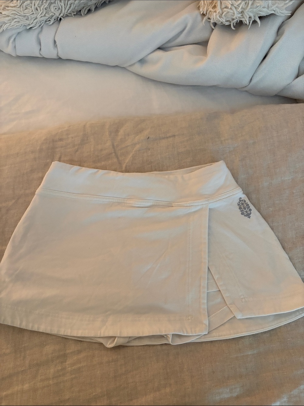 Free People White Athletic Skort with Subtle Logo